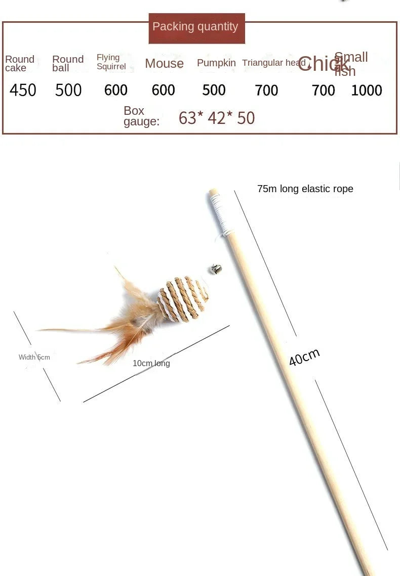Interactive Feather Cat Wand Toy